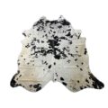Speckled Black and White Cowhide Rug (some brown spots mixed with the black) - Size: 8 3/4' x 7' D-296